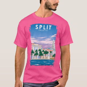 Split Croatia Vintage Minimal Retro Travel Poster T-Shirt