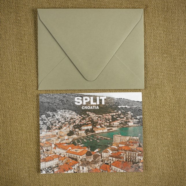 Split Croatia Vintage Travel Drawing Postcard (Split Croatia Drawing Postcard)