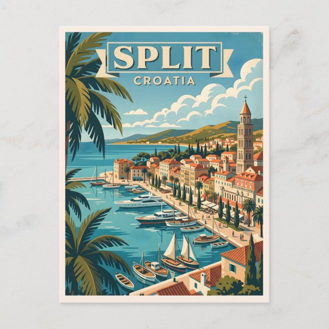 Split Croatia Vintage Travel Postcard (Front)