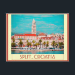 Split Croatia Vintage Travel Poster Postcard<br><div class="desc">The riva or waterfront of Split,  Croatia on the Adriatic Sea on a vintage style travel poster.    This postcard is fully customisable.</div>