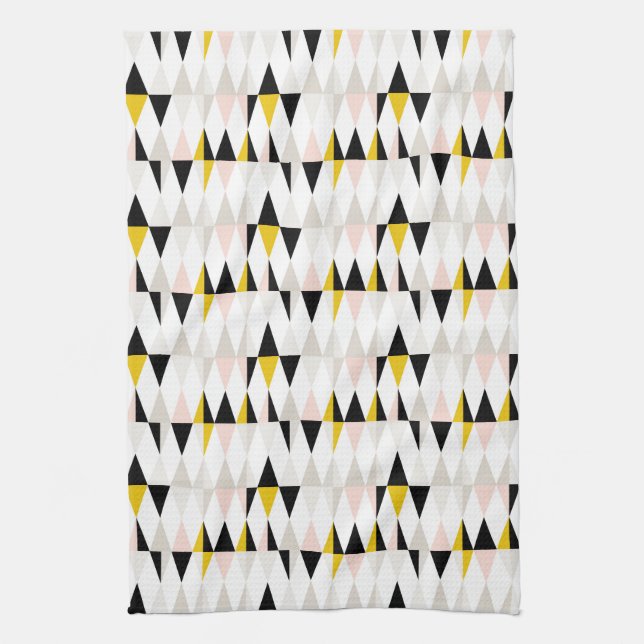 Split Geometric Triangle Pattern Tea Towel (Vertical)