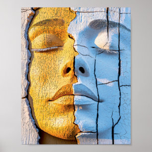 Split Girl Between Fire and Ice Poster