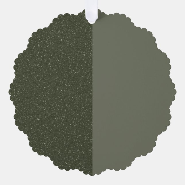 Split Glitter & Matte Green Paper Ornament Card (Front)