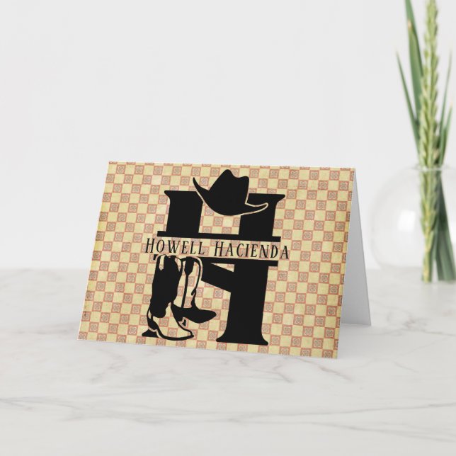 Split 'H' Cowboy Monogram Card (Front)