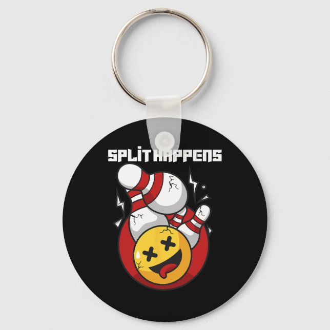 Split Happens Funny Bowling Bowler  Key Ring (Front)