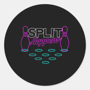 Split Happens Funny Bowling  Classic Round Sticker