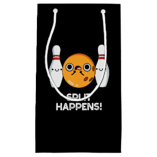 Split Happens Funny Bowling Pun Dark BG Small Gift Bag