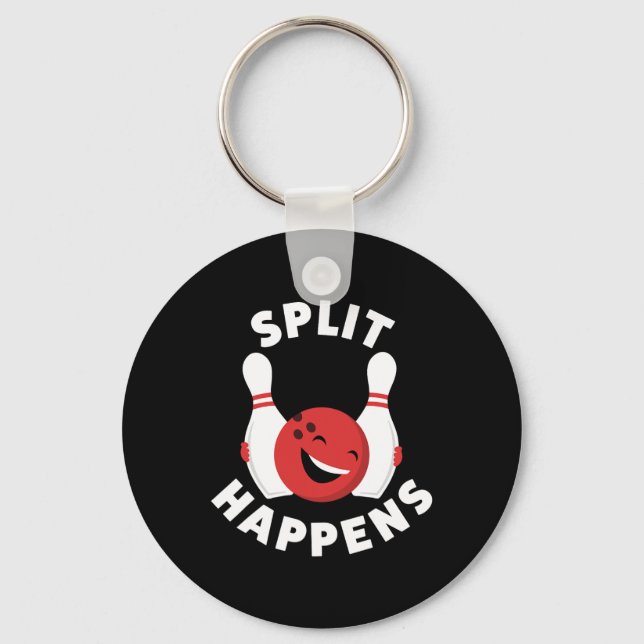 Split Happens Funny Bowling Shirt For Men And Wome Key Ring (Front)