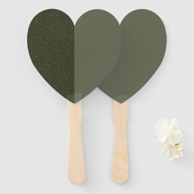 Split Heart Moss Green Fan Set (Textured & Matte) (Front and Back)