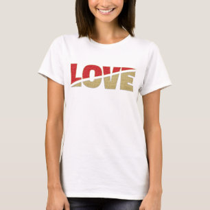 Split Love Letters Red Gold Silver Glitter T-Shirt