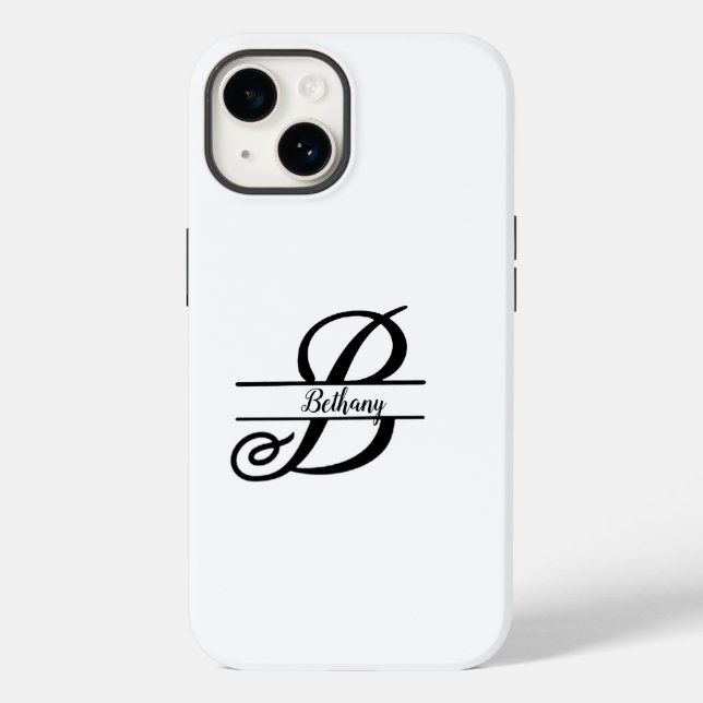 Split Monogram A-Z Black and White Case-Mate iPhone Case (Back)