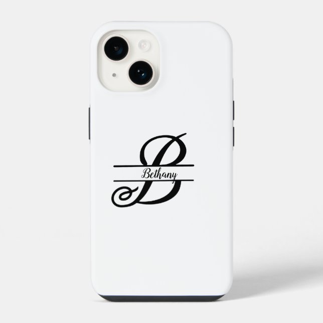 Split Monogram A-Z Black and White iPhone Case (Back)