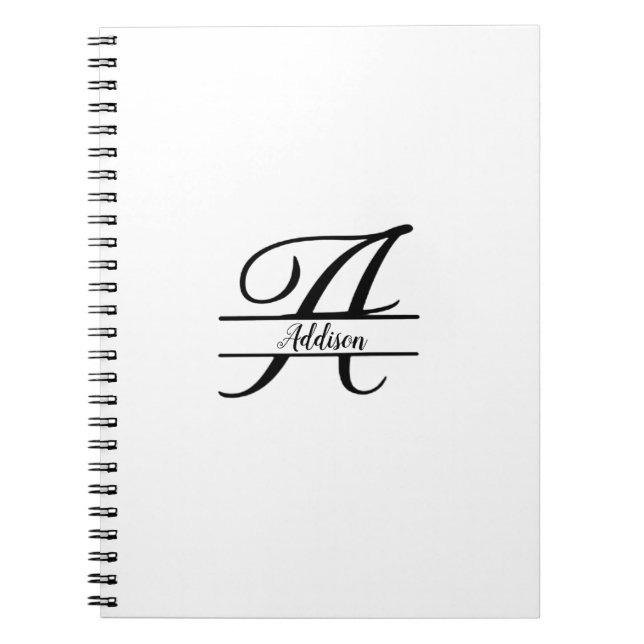 Split Monogram A-Z Black and White Notebook (Front)
