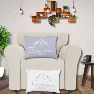 Split Monogram Family Name Soft Lavender Frame Decorative Cushion