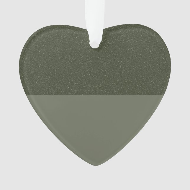 Split Moss Green Glitter Heart Ornament – Custom (Front)