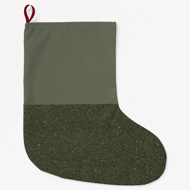 Split Moss Green Noise Christmas Stocking (Custom) (Front)
