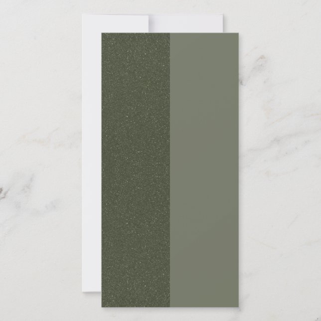 Split Moss Green Textured Flat Announcement Card (Front)