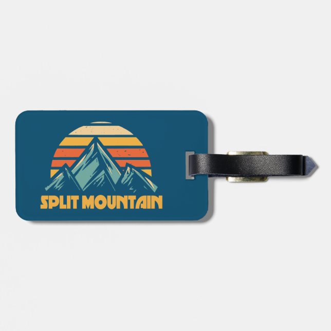 Split Mountain California Retro Turquoise Luggage Tag (Back Horizontal)