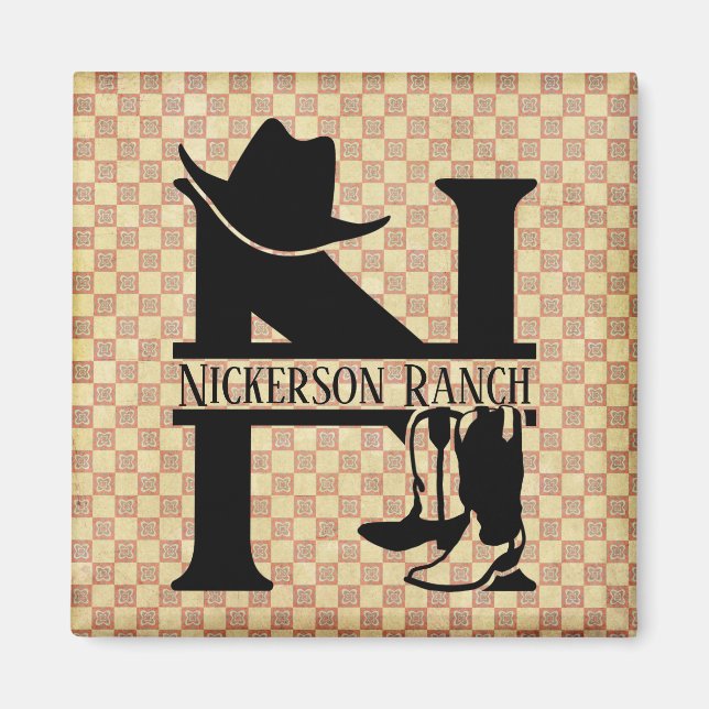 Split 'N' Cowboy Monogram Magnet (Front)