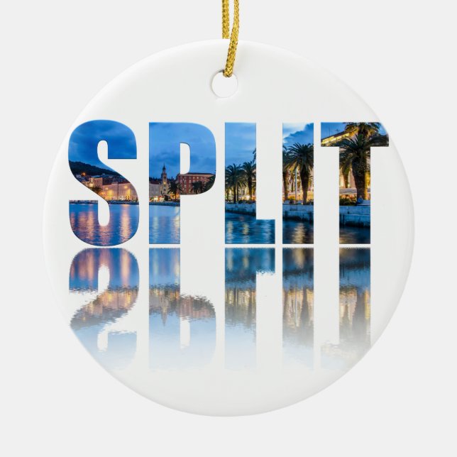 Split promenade text in Croatia Ceramic Tree Decoration (Front)