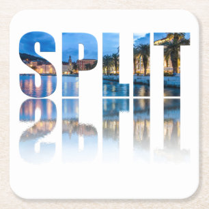 Split promenade text in Croatia Square Paper Coaster