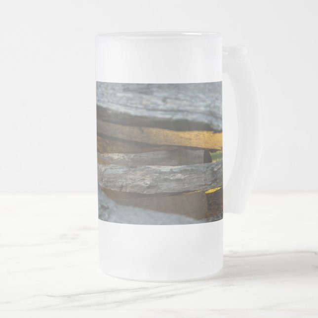 Split Rail Texture Frosted Glass Beer Mug (Front Right)