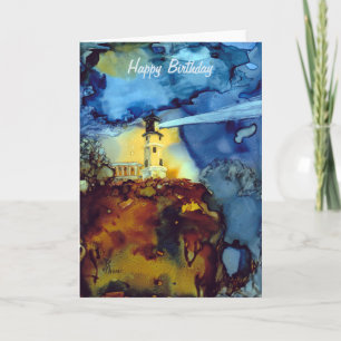 Split Rock Lighthouse At Night Card