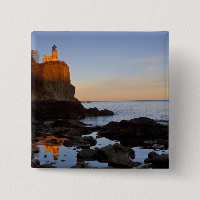 Split Rock Lighthouse at sunset near Two 15 Cm Square Badge (Front)