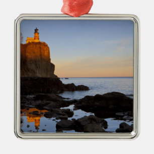 Split Rock Lighthouse at sunset near Two Metal Tree Decoration