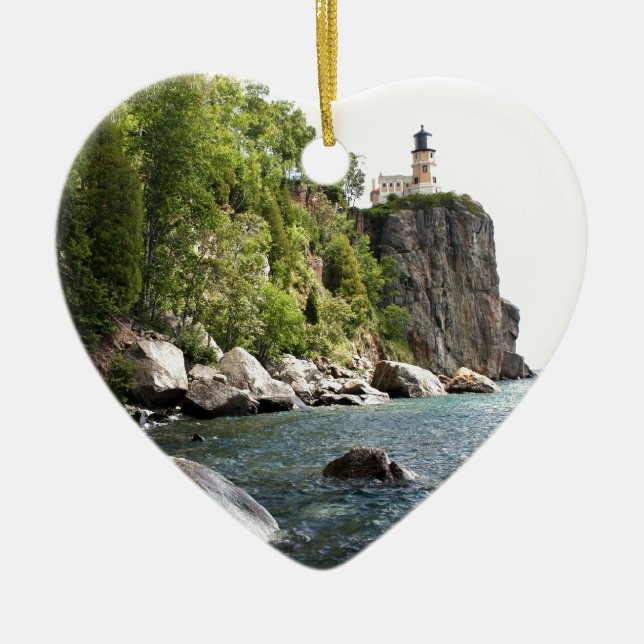 Split Rock Lighthouse Ceramic Tree Decoration (Front)