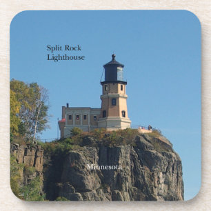 Split Rock Lighthouse from beach plastic coasters
