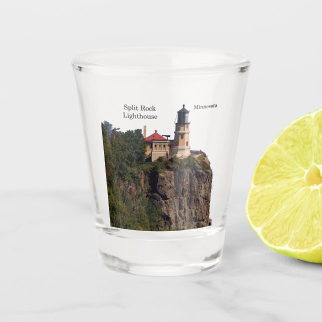Split Rock Lighthouse from beach shot glass (Front)