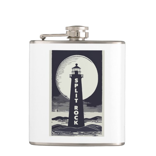 Split Rock Lighthouse Minnesota Moon Hip Flask (Front)