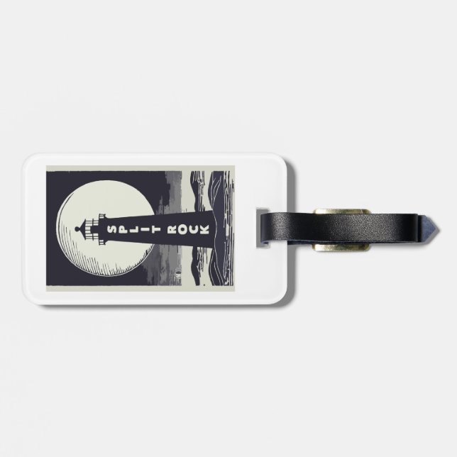 Split Rock Lighthouse Minnesota Moon Luggage Tag (Back Horizontal)
