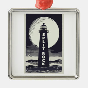 Split Rock Lighthouse Minnesota Moon Metal Tree Decoration