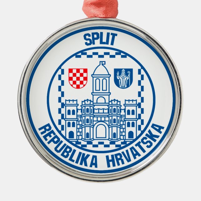 Split Round Emblem Metal Tree Decoration (Front)
