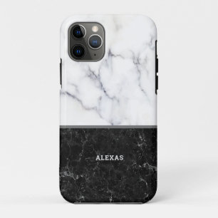 Split screen black and grey vintage faux marble Case-Mate iPhone case
