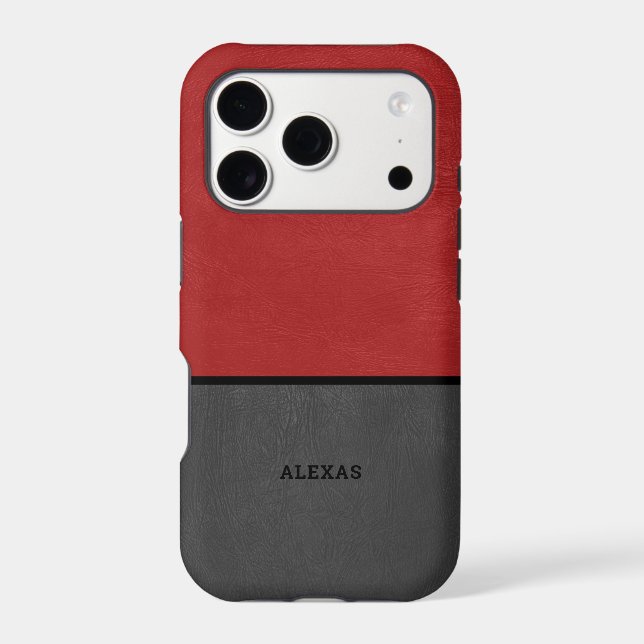 Split screen red and grey faux leather (Back)
