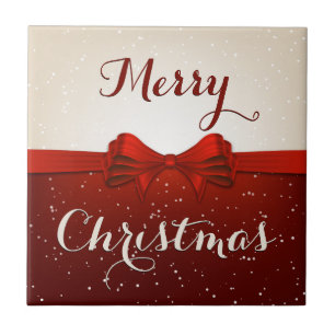 Split Snow and Red Ribbon Tile