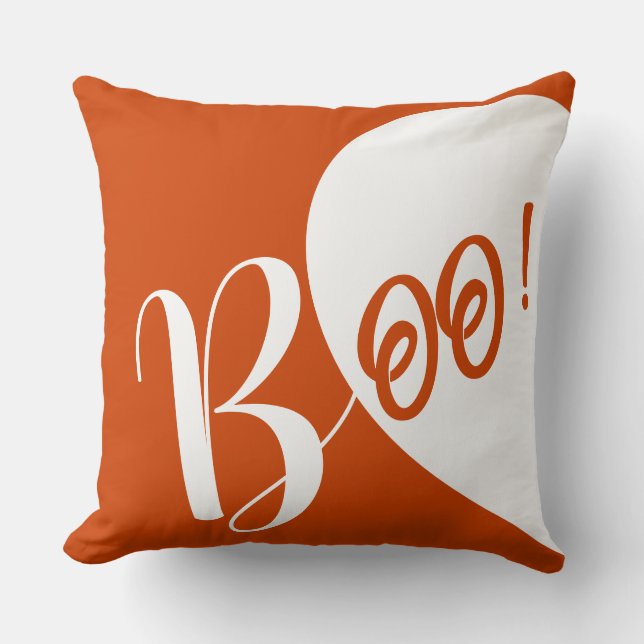 Split Tone Boo Typography Throw Pillow | Spooky  (Front)