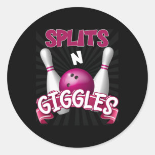 Splits n Giggles Funny Bowling Team Bowler Sports  Classic Round Sticker
