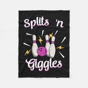 Splits n Giggles Funny Bowling Team Bowler Sports  Fleece Blanket