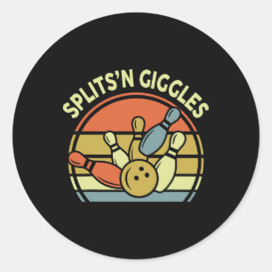 Splits'n Giggles Bowling-shirt Vintage Funny Dad W Classic Round Sticker