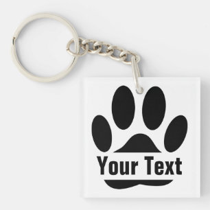 Spllit Frame Dog Pawprint With Custom Text Key Ring