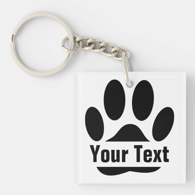 Spllit Frame Dog Pawprint With Custom Text Key Ring (Front)