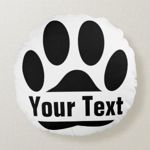 Spllit Frame Dog Pawprint With Custom Text Round Cushion