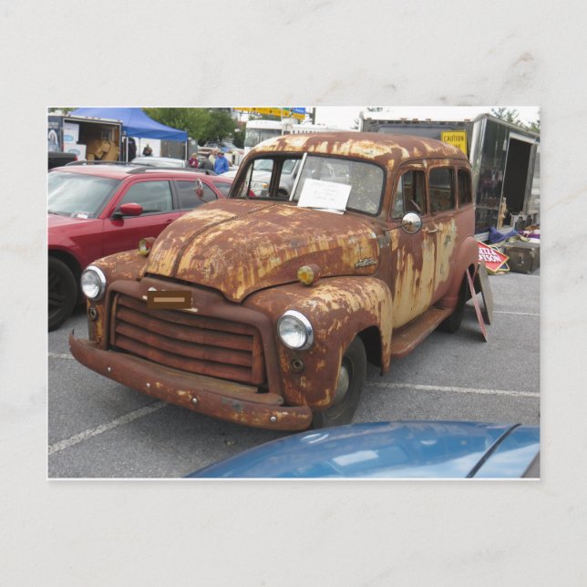 Splotchy Rusted Truck Postcard (Front)