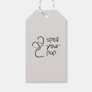 Spoil Your Pup   Paw Print Sketch Minimalist Treat Gift Tags