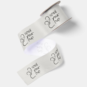 Spoil Your Pup   Paw Print Sketch Minimalist Treat Satin Ribbon