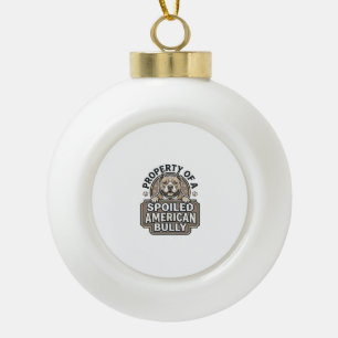 Spoiled American Bully Vintage Engraving Design_1 Ceramic Ball Christmas Ornament